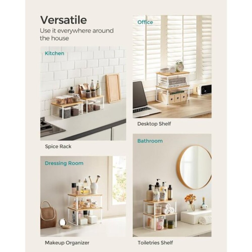 New Cabinet Organizer Shelf Set of 4, Stackable Kitchen Storage - (Cloud White) - Picture 6 of 9